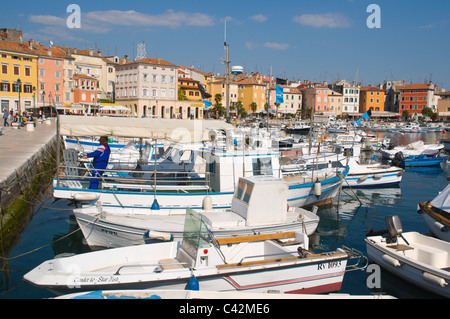 Barche in marina del porto di Rovigno Istria Croazia Europa Foto Stock