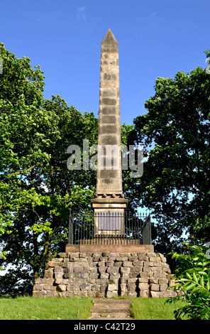 Battaglia di Naseby memorial obelisco, Northamptonshire, England, Regno Unito Foto Stock