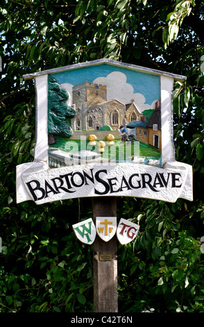 Barton Seagrave village segno, Northamptonshire, England, Regno Unito Foto Stock