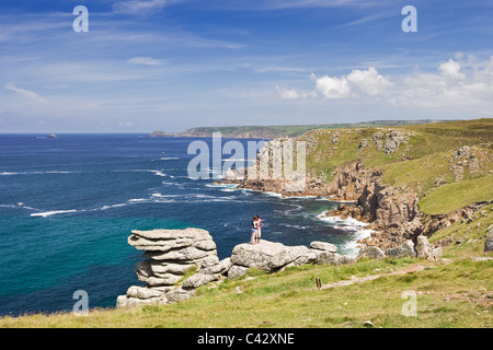 Cornish Coast vicino al Lands End, West Cornwall Inghilterra, Regno Unito Foto Stock