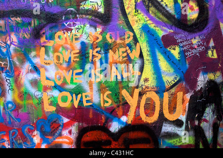 Il Muro di John Lennon a Praga Foto Stock