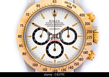 Rolex Daytona Cosmograph Oyster Perpetual cronometro 18k oro e acciaio cronografo svizzero orologio da polso con quadrante bianco JMH4898 Foto Stock