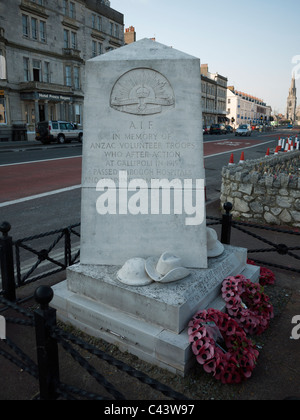 L'Anzac, Commonwealth Australiano forze militari Memorial sul mare strada a Weymouth Dorset, Inghilterra Foto Stock