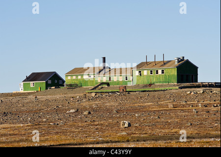 La Groenlandia, Europa, Dundas, costa ovest, nord-ovest della costa, Thule, ex, posts commerciali, edifici, costruzioni, verde, house, Foto Stock