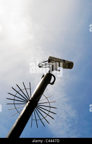 Montaggio su palo telecamera TVCC con anti-vandalisation guard Foto Stock