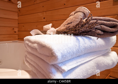 Spa dettaglio di asciugamani. Foto Stock