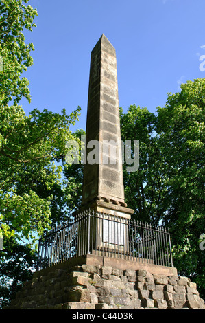 Battaglia di Naseby memorial obelisco, Northamptonshire, England, Regno Unito Foto Stock