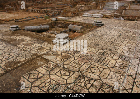 Pisoes Villa Romana (1 al iv secolo D.C.). Pavimento a mosaico. Vicino a Beja. El Alentejo. Il Portogallo. Foto Stock