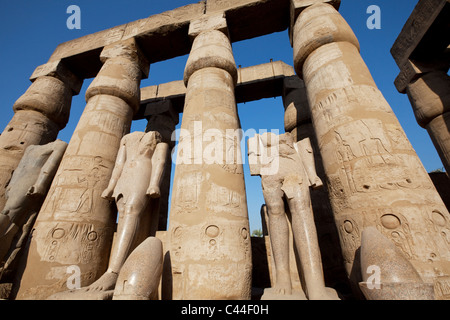 Una testa di statua di Ramses II al Tempio di Luxor, Egitto Foto Stock