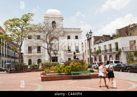 Palacio Municipal e Plaza Catedral, Casco Viejo, Panama City Foto Stock