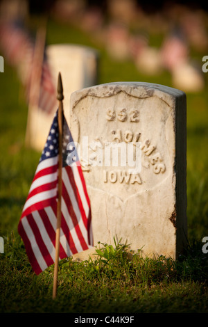 Stones River National Battlefield e National Cemetery il Memorial Day, Murfreesboro, Tennessee, USA Foto Stock