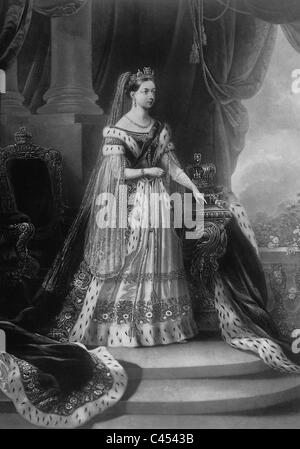 La regina Vittoria di Gran Bretagna nella sua incoronazione accappatoi, 1838 Foto Stock