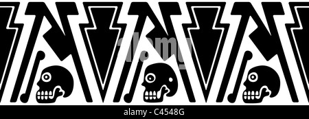 Ornamento azteca - La morte e le sue cause - le punte delle frecce Foto Stock