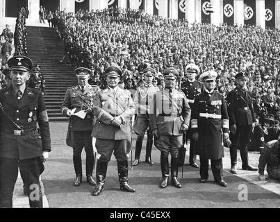 I comandanti dell esercito Goering, Raeder e von Fritsch al Rally di Norimberga, 1937 Foto Stock