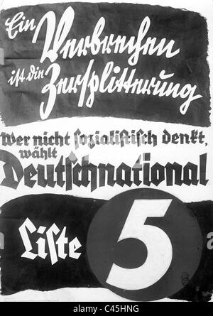 DNVP cartellone elettorale, 1932 Foto Stock