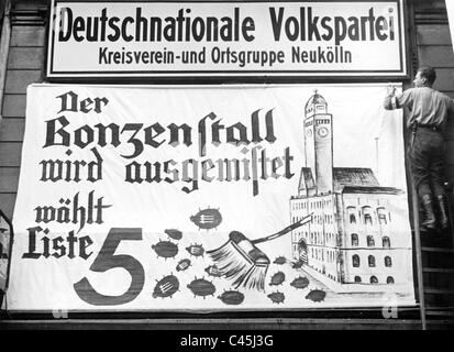 Cartellone elettorale del DNVP per la città di Berlino elezioni del consiglio, 1933 Foto Stock