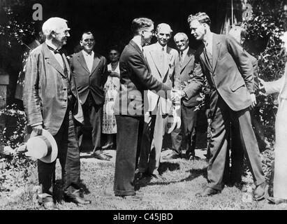 Thomas Alva Edison, William Huston, Henry Ford e Charles Lindbergh, 1930 Foto Stock