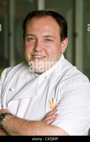 James Sommerin Welsh chef stella Michelin nella foto a Hay Festival 2011 Foto Stock