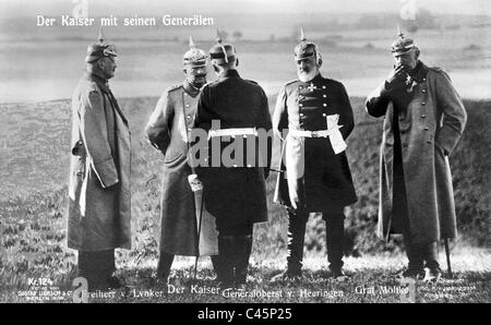 Il Kaiser Guglielmo II e Nicholas Christopher von Lynk, Josias von Heeringen e conte Moltke Foto Stock