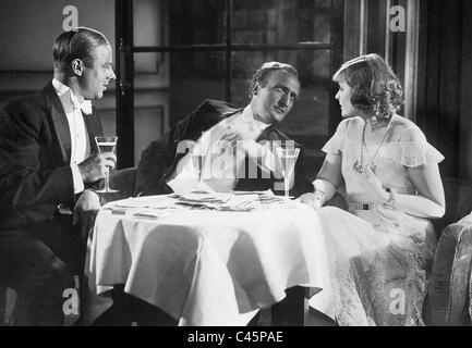 Heinz Ruehmann, Hans Albers e Anna Sten in "bombe su Monte Carlo', 1931 Foto Stock