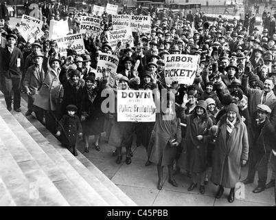 Prodotti asciutti di lavoratori in sciopero a New York, 1929 Foto Stock