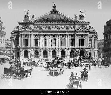 Il traffico sulla Place de l' Opera di fronte all'Opera Garnier, 1899 Foto Stock