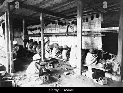 Tessitori di tappeti in Kashmir Foto Stock