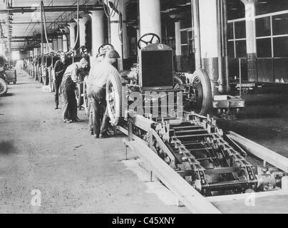 Linea di assemblaggio in produzione Cadillac in den USA, 1928 Foto Stock