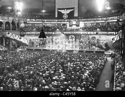 Rally coloniale del NS insegnanti' League nel Palazzo dello Sport, 1934 Foto Stock