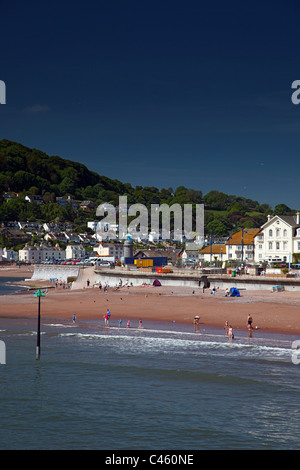 Teignmouth lungomare e la spiaggia vista dal Molo Devon, Inghilterra, Regno Unito Foto Stock