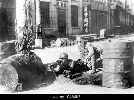 Macchina giapponese pistola in Mukden, 1931 Foto Stock