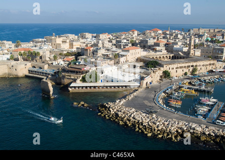 Fotografia aerea della città vecchia di acri nella Galilea occidentale Foto Stock