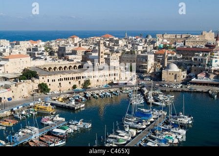 Fotografia aerea della città vecchia di acri nella Galilea occidentale Foto Stock