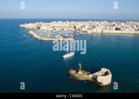 Fotografia aerea della città vecchia di acri nella Galilea occidentale Foto Stock