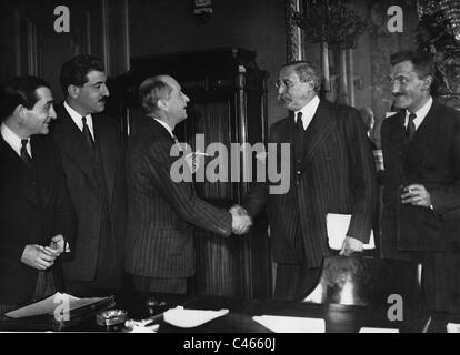 Pierre Mendes-France, Paolo Marchandeau e Leon Blum, 1938 Foto Stock