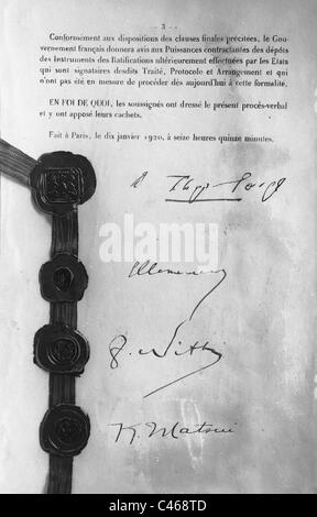 Firma del protocollo di pace di Versailles Foto Stock