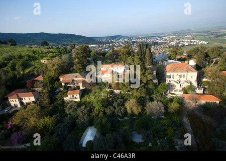 Fotografia aerea del villaggio di Rosh Pina nella Galilea superiore Foto Stock