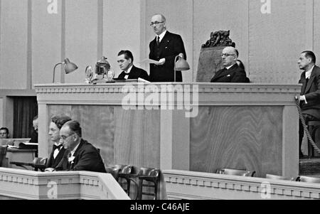Edvard Benes come un altoparlante alla Lega delle Nazioni, 1934 Foto Stock