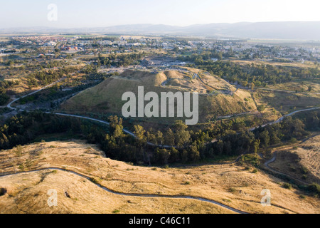 Fotografia aerea del sito archeologico di Beit Shean nella valle del Giordano Foto Stock