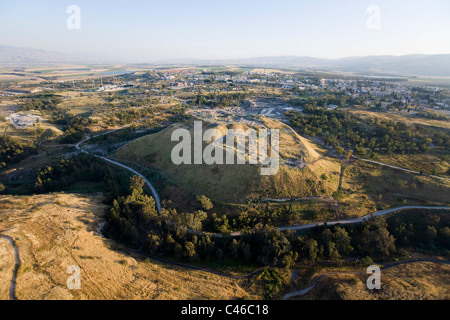 Fotografia aerea del sito archeologico di Beit Shean nella valle del Giordano Foto Stock