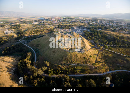 Fotografia aerea del sito archeologico di Beit Shean nella valle del Giordano Foto Stock