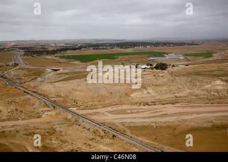 Fotografia aerea del Beer Sheva corrente dopo un allagamento Foto Stock