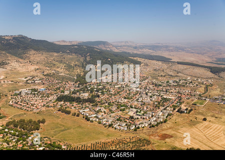 Fotografia aerea della città di Rosh Pina nella Galilea superiore Foto Stock
