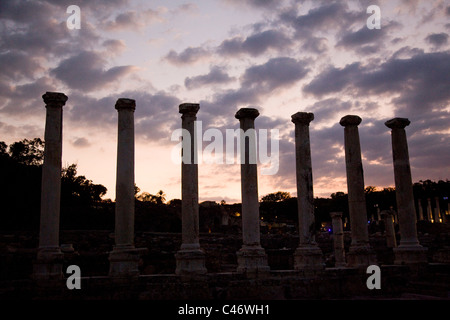 Fotografia delle rovine della città romana di Beit Shean nella valle del Giordano Foto Stock