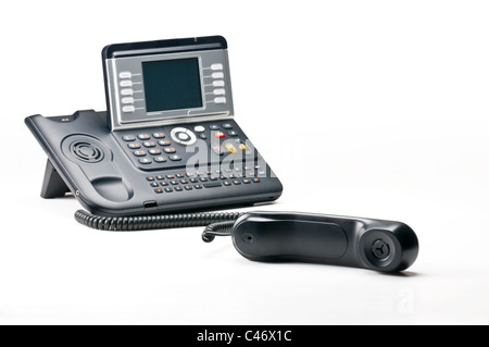Spegnere il telefono a gancio isolati su sfondo bianco Foto Stock