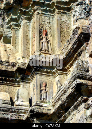 Un antico pezzo di muratura in pietra a Angkor, Cambogia Foto Stock