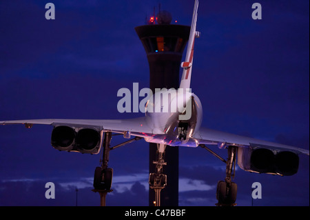 Il Concorde aereo supersonico in mostra statica a Roissy CDG, Francia FR Foto Stock