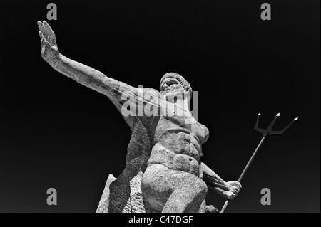 Scultura di Nettuno, il dio del mare, isola di Bendor, Cote d'Azur, in Francia Foto Stock