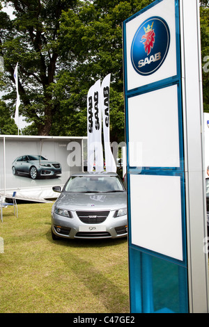 Saab concessionaria auto promozione in un evento del Motorshow England Regno Unito Foto Stock