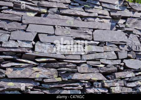 Parete di ardesia presso il Dinorwig dismesse miniera di ardesia, Snowdonia, Galles del Nord, Regno Unito Foto Stock